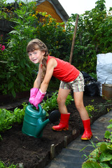 Girl with watering can