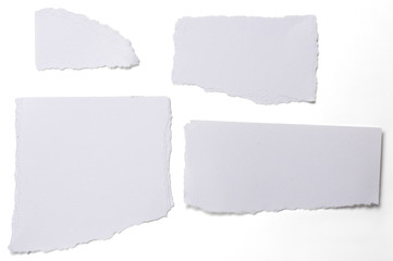 Fototapeta premium collection of white ripped pieces of paper isolated on white