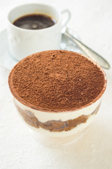 A cup of Tiramisu (with black coffee)