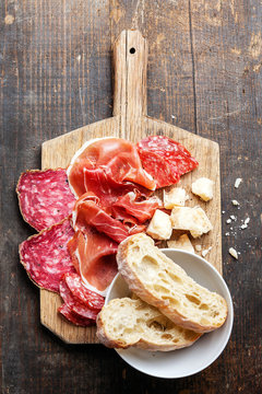 Fototapeta Snack ham, salami and cheese
