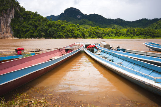 Local Long tail boat in river