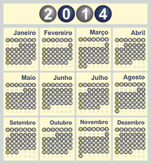 2014 Calendar in Portuguese