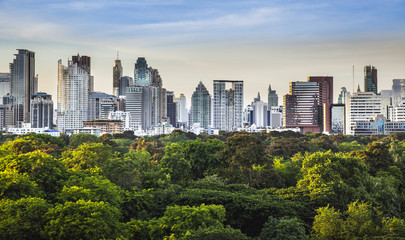 Modern city in a green environment,Suan Lum,Bangkok,Thailand