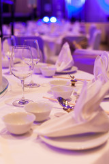 Dining table and equipment.