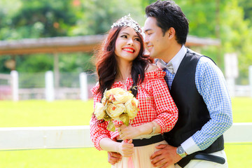 Young bride and groom