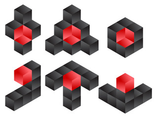 3d Cube Logo Icon Design Set, Vector Illustration.