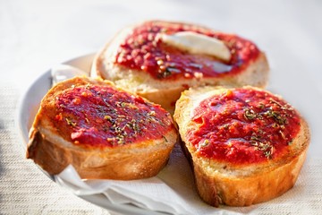 Bruschetta with tomato, shallow dof