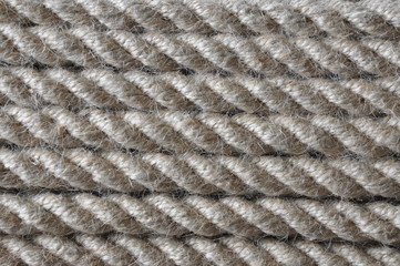 Strong twisted hemp rope as background