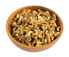 Walnuts in wooden bowl