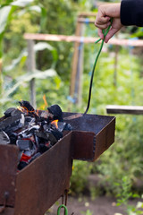 charcoal in the grill