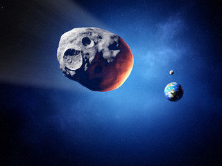 Asteroid on collision course with earth (Elements of this image