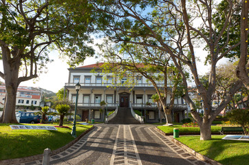 Fototapeta premium Police building in Santa Cruz, Madeira island, Portugal