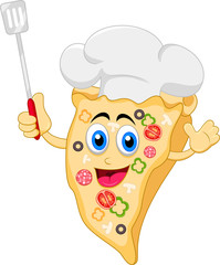 funny cartoon pizza chef character