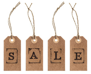 brown paper tag with string. SALE concept