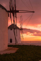 Mykonos, famous windmill at sunset - 55407781