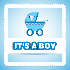 Baby card - Its a boy theme - with baby carriage