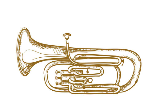 hand drawn baritone horn