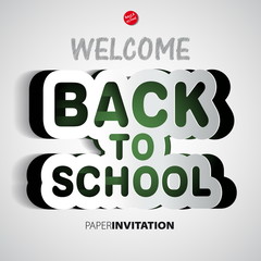 Naklejka premium Welcome Back to school paper sign - vector illustration