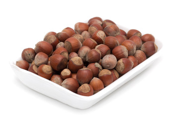 filbert nuts on a white background