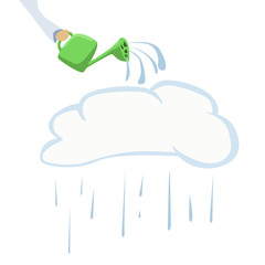 illustration of silhouette cloud and watering can