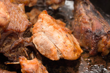 Background of fried chicken. macro