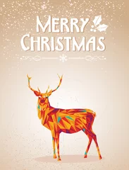 Papier Peint photo Animaux géométriques Joyeux Noël en forme de renne coloré.
