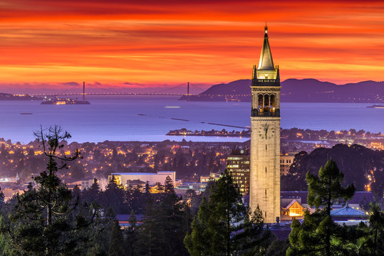 Dramatic Sunset over San Francisco Bay and the Campanile