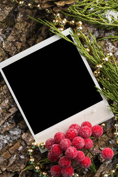 Decorative christmas composition and photo frames