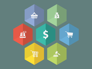 Flat design ecommerce icons in editable vector format