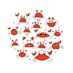 Set of funny crabs for your design