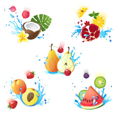 Fruits in splashes