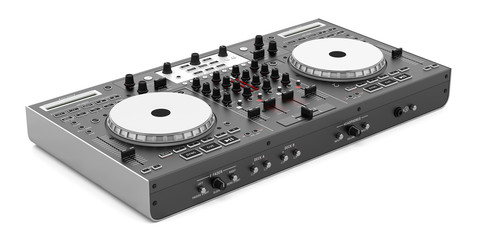 black dj mixer controller isolated on white background - 55422135