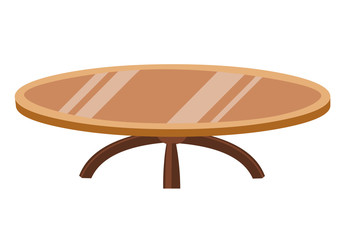 wooden round table isolated illustration