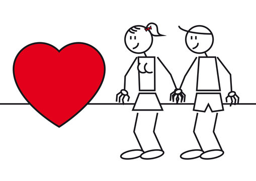 stick figures couple in love