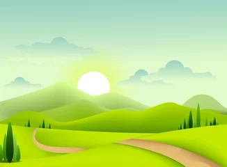 Printed roller blinds Lime green green landscape for you design