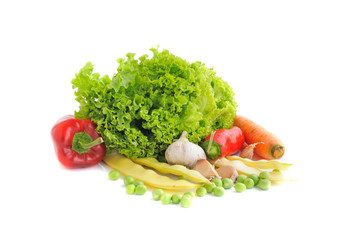 Fresh vegetables on the white background