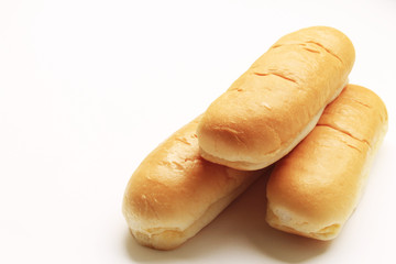 Long loaf bread. Isolated on white