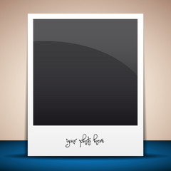 Vector illustration of blank photo frame over soft background 