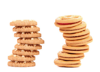 Stack of smile biscuits and another.