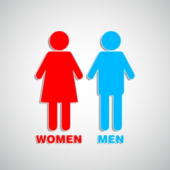 Woman and man sign toilet restroom design