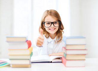 student girl studying at school