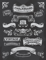 Collection of banners and ribbons on a black background - 55428581