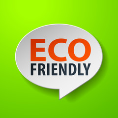 Eco Friendly 3d Speech Bubble on Green background