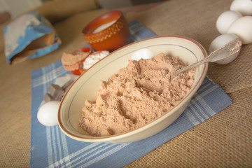 Ingredients for making fudge brownies