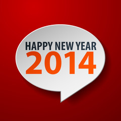 Happy New Year 2014 3d Speech Bubble on Red background