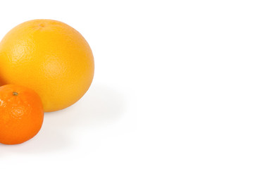 Fresh citrus fruit on a white background