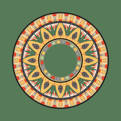 Egyptian national antique round pattern, vector.