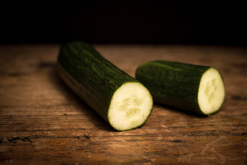 Cucumber cut in two pieces