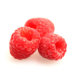Raspberries on white background