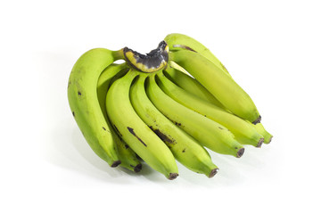 Banana green in white background